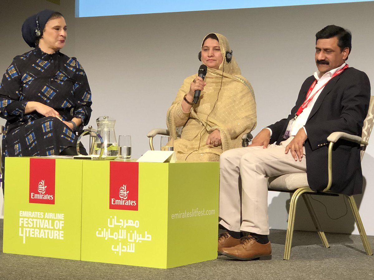 Deborah_Jane_'s tweet photo. “Let Her Fly” Ziauddin Yousafzai &amp; Toor Pekai Yousafzai parents of Malala Yousafzai in conversation with  Manal Omar
#EmiratesLitFest #eafol https://t.co/YPeGjB7uH3