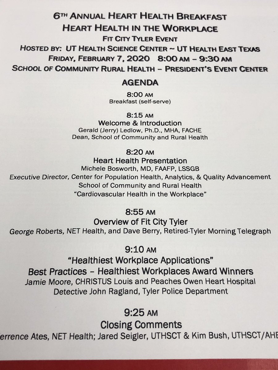 Allison_Pollan's tweet photo. Getting a healthy start to the morning thanks to @UTHealthTyler hosting the 6th annual @FitCityTyler Heart Health Breakfast ❤️❤️❤️ https://t.co/Webh6VoaYb