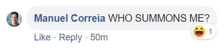 A comment on Facebook saying "WHO SUMMONS ME?"