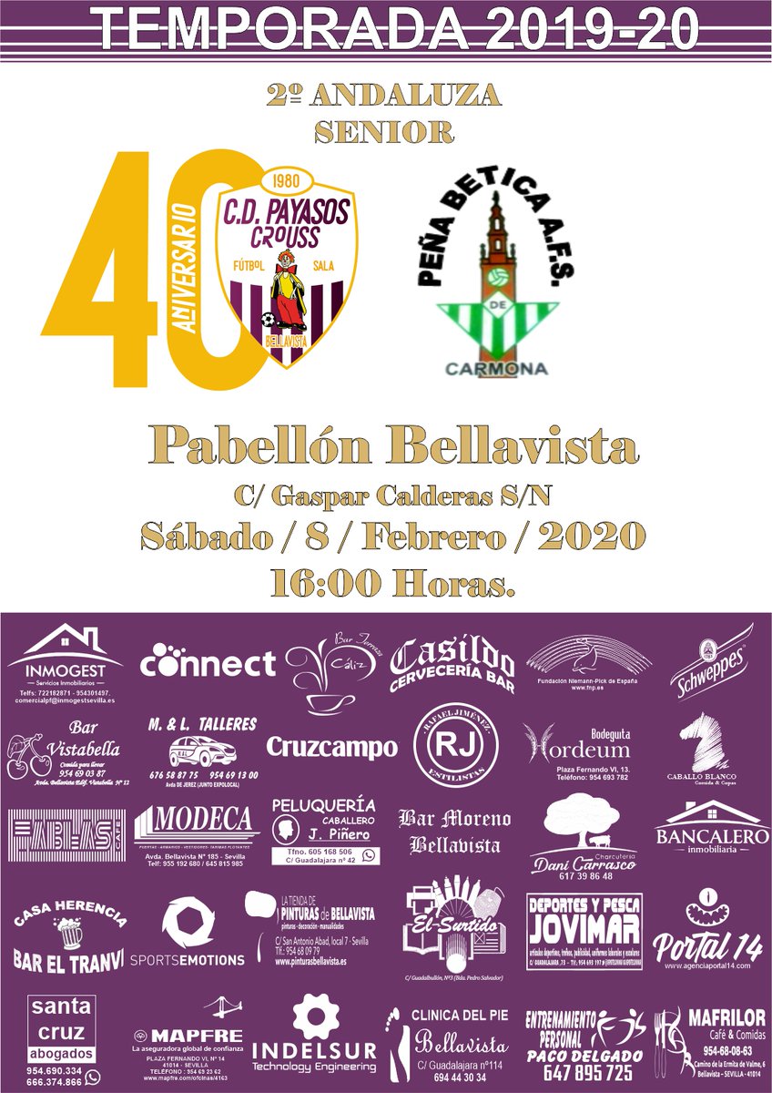 PayasosCrouss's tweet photo. HORARIOS | Nuevo fin de semana de #FutbolSala
A las 16 el #SeniorPC se enfrentará a la Peña Bética de Carmona
A las 18 el #CadetesPC se enfrentará al AD San Francisco de Paula
A las 17 el #JuvenilPC se desplazará al C.D. IFNI para enfrentarse al Circulo Mercantil https://t.co/C8SOeZ8eXl