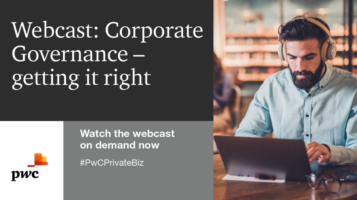 ajb338's tweet image. @SuziLDavis, @cbimatt, @HannahHarris81 and @MatthewTimmons7 recently talked through what you can do today to protect and future-proof your private business. Watch our ‘Corporate Governance - getting it right’ webcast, on demand - bit.ly/CGwebcast #PwCPrivateBiz