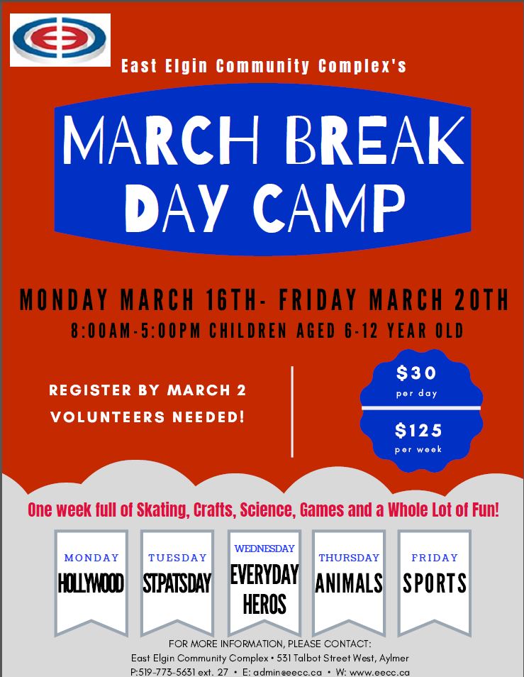 March break is right around the corner! The EECC will be hosting a day camp and we would LOVE to see you there!