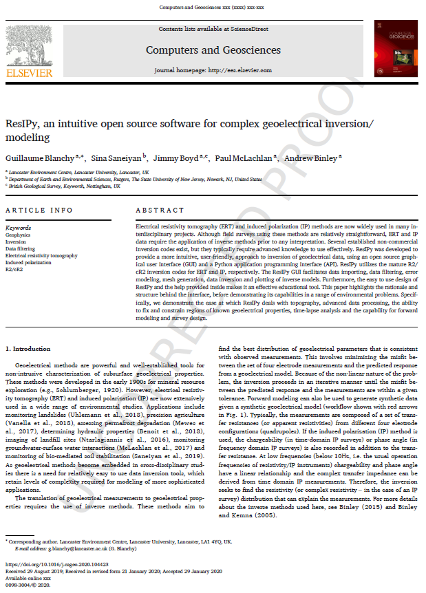 Check out our first paper from ResIPy that just got published in Computers &amp; Geosciences.
doi.org/10.1016/j.cage…