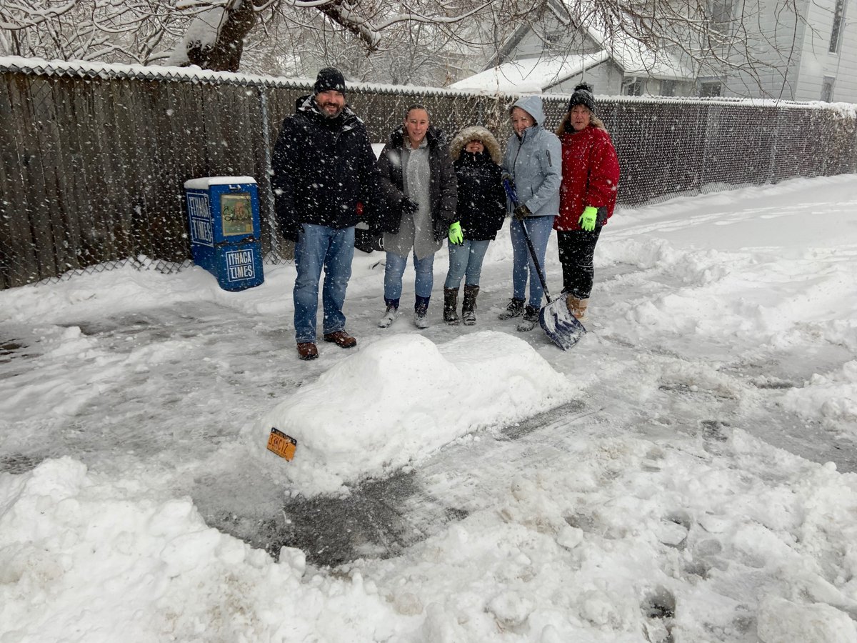 tompkinsdmv's tweet photo. DMV employees having some fun this morning - building a "snow-snowmobile" masterpiece! ☃️ The Ithaca DMV is open today, so if it is safe for you to get here, come on down and see us! Stay safe and warm! #twithaca https://t.co/YeUKWJMLj5