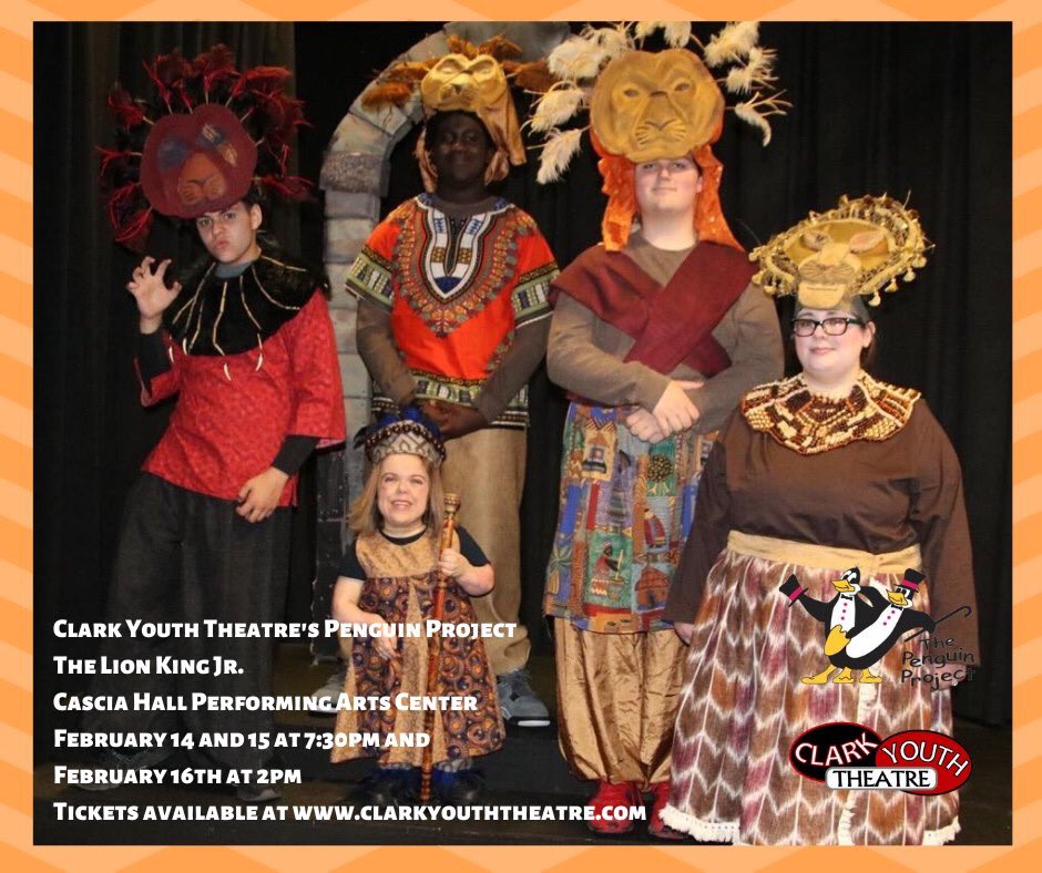 Join us for a night of PURE JOY as Clark Youth Theatre's Penguin Project presents "The Lion King, Jr" 2/14-2/16 at Cascia Hall PAC! Artists with disabilities &amp; their mentors partner together to make this classic tale come to life! TIX: 918-596-1412 or @ clarkyouththeatre.com!