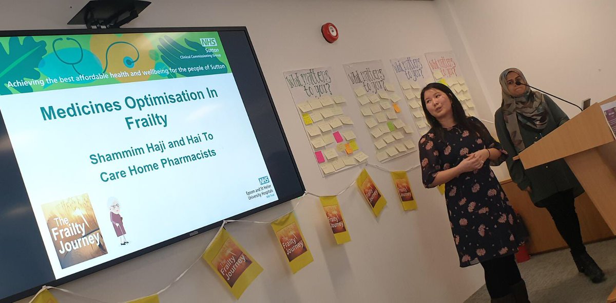 EsthFrailty's tweet photo. Our community pharmacists Hai To &amp; Shammim Haji explain Mrs B is on 18 different medications like many people with frailty! Make sure a community or hospital pharmacist reviews their medication! https://t.co/9bC98JVZtl