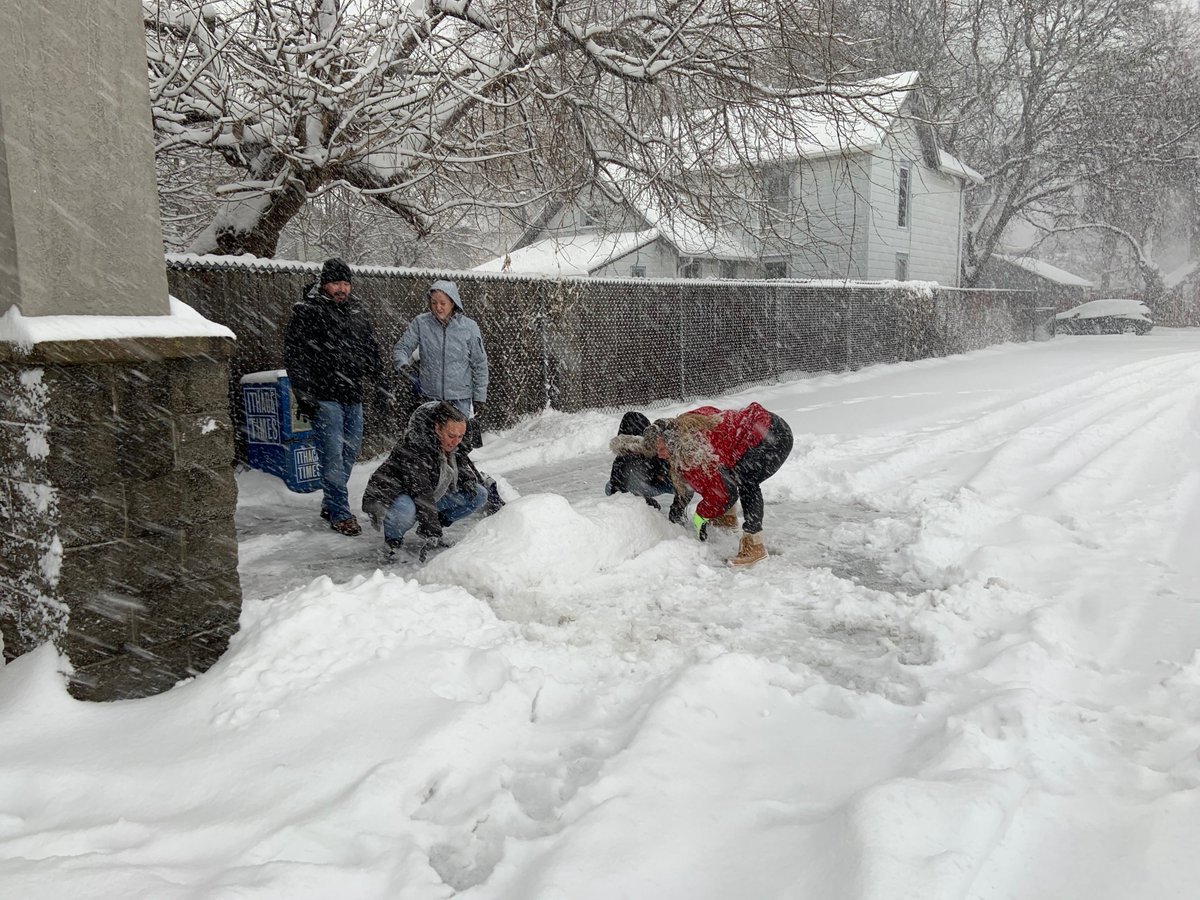 tompkinsdmv's tweet photo. DMV employees having some fun this morning - building a "snow-snowmobile" masterpiece! ☃️ The Ithaca DMV is open today, so if it is safe for you to get here, come on down and see us! Stay safe and warm! #twithaca https://t.co/YeUKWJMLj5