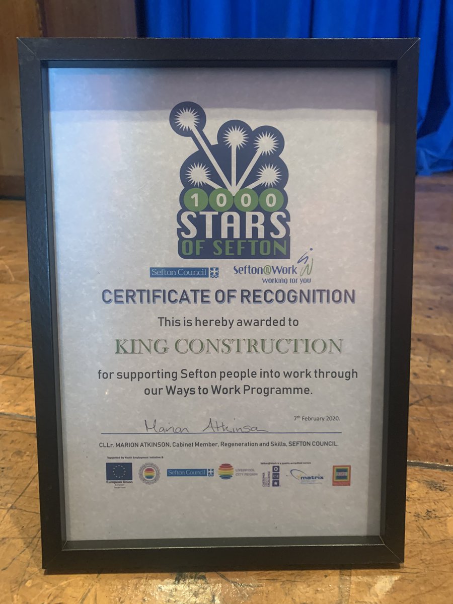 VIAM_ltd's tweet photo. What a fantastic afternoon at @seftoncouncil #1000starsofsefton event.
We are privileged to work alongside Sefton Council on their ILM scheme and feel honoured to accept this award.Thank you
#seftonatwork #seftoncouncil #apprenticeships #constructioncareers #1000seftonstars https://t.co/kLJR5YdeyJ