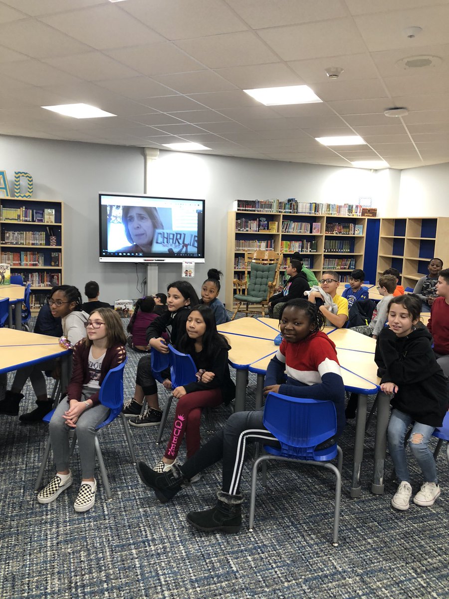 ReadingWithMsF's tweet photo. 5th grade students at DeLuca getting a personal read aloud from author #NancyChurnin #CharlieTakesHisShot #BlackHistoryMonth #GoogleHangouts https://t.co/5Zn29L3eSY