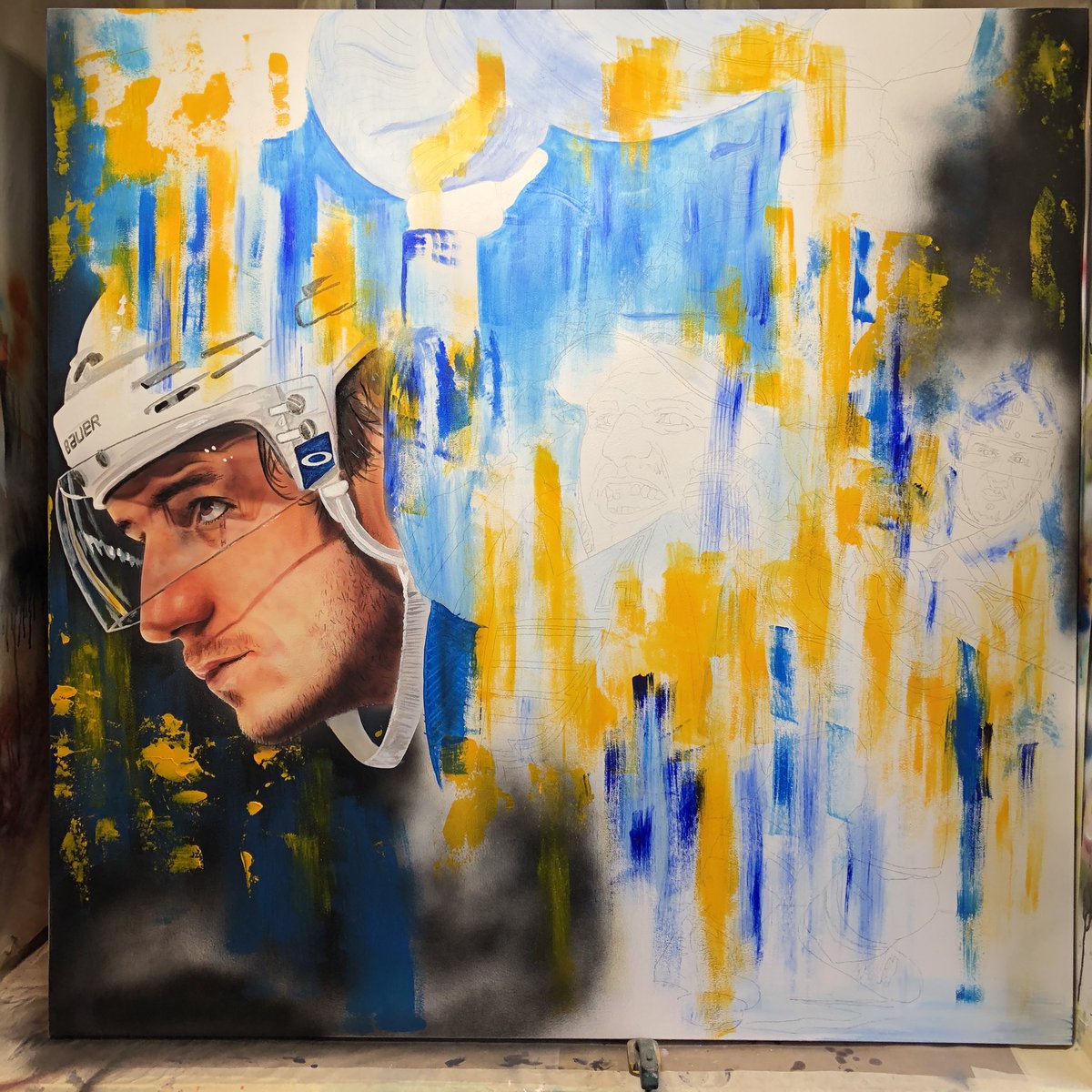 darrigoart's tweet photo. Honoured to have @nhl @stlouisblues present  #Alexsteen 1000th point milestone with one of my #murals https://t.co/sAWROZhtkA