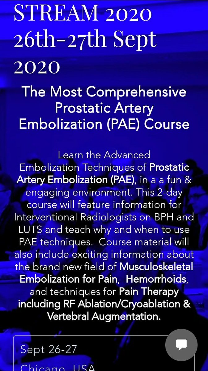 keithppereira's tweet photo. Save the Date(s)!
Coming this September:
#STREAM2020, now BIGGER, BETTER and in the MIDWEST (#Chicago)
Advanced #PAE + MSK embo + #Emborrhoids + spine and pain and more....
https://t.co/Ic6Tvp2kPv https://t.co/OGAQbStzkC