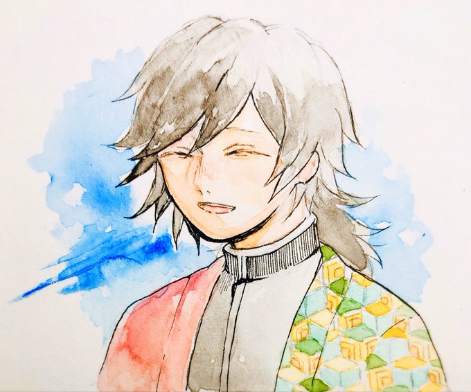 残夏さんがTwitterに投稿した冨岡義勇(鬼滅の刃)のイラスト。