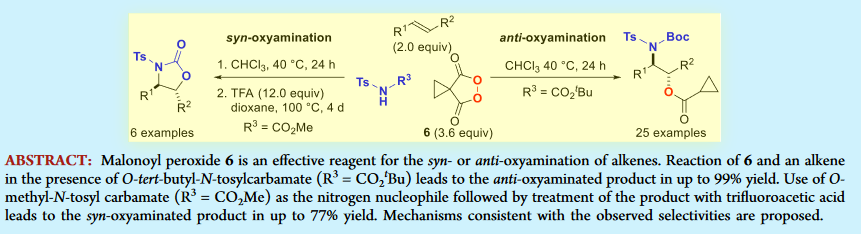 StrathclydeOA's tweet photo. #Alkene syn- &amp; anti-oxyamination with #malonoyl #peroxides https://t.co/Hj5vsiOjmV #chemistry #OrganicChemistry #alkenes #OpenAccess @StrathChem https://t.co/0kbuNnEO85