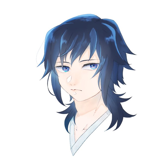 しぐたさんがTwitterに投稿した冨岡義勇(鬼滅の刃)のイラスト。