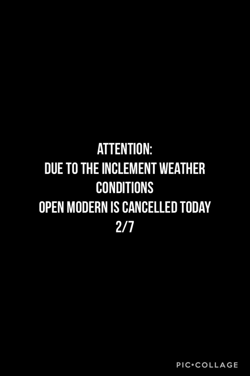 Open class today is cancelled! Stay safe.