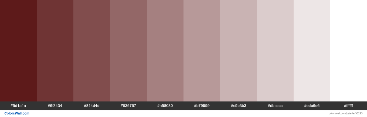 Tints XKCD Color dried blood #4b0101 hex #5d1a1a, #6f3434, #814d4d