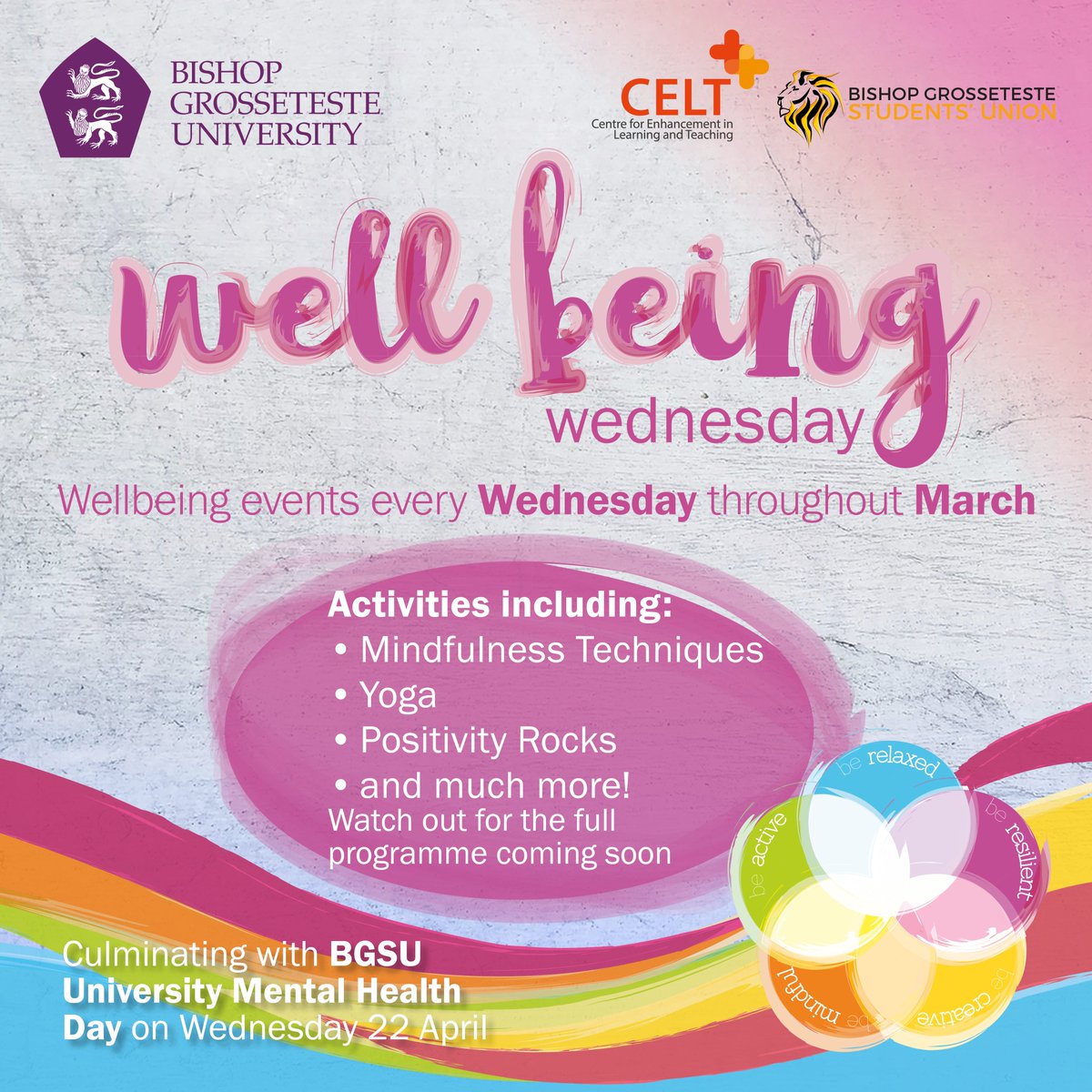 For staff and students....Wellbeing Wednesdays are coming soon!