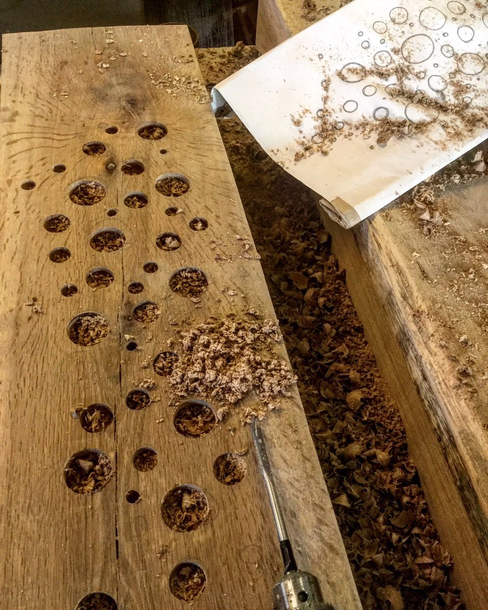 ArtecologyDept's tweet photo. #BioTotems in the making. These will be heading to the @TheGladesBrom rooftop reserve for wildlife soon. Primarily designed as breeding habitat for #solitarybees, these timber sculptures will keep providing ecological value for years to come. https://t.co/vNFdwMBZLF