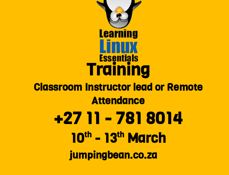 jumpingbeansa's tweet image. Learning Linux Essentialls,
Get registered now
linuxcertification.co.za/lpi-linux-esse…
#Linuxessentials #LearningLinux #Joburg #Durban #Capetown
Call +27 11 781 8014