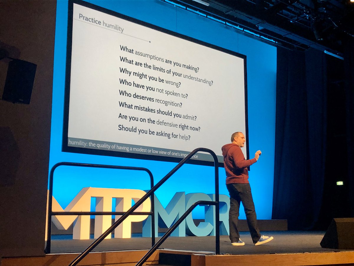 huntington_marc's tweet photo. Listening to @ThorMitchell’s talk on humility as a product manager left a lot to think about. Great talk. #mtpengage #mtpengagemcr https://t.co/wHqJoK5DSa