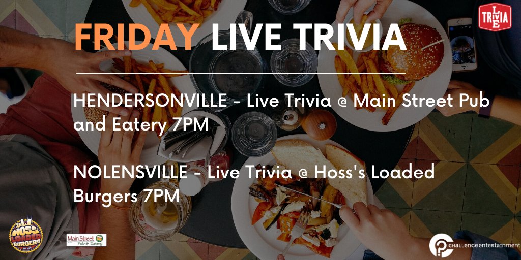 NashvilleTrivia's tweet photo. 🤓 LIVE TRIVIA 🤓 TONIGHT, Friday February 7th⠀⠀⠀⠀⠀⠀⠀⠀⠀⠀

#trivia #trivianight #nashville #nashvilleeatslocal #singo #pubpoll #triviaquestions #beer #datenight #tgif #friday #livetrivia https://t.co/b90SB1k7xg
