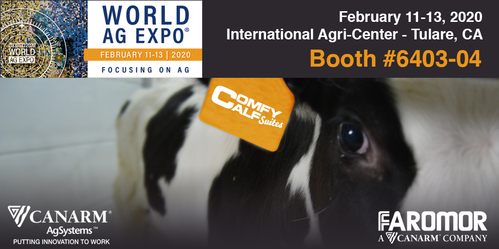 WE INVITE YOU to visit booth 6403 &amp; 6404  <a href="/WorldAgExpo/">World Ag Expo</a> next week in Tulare, CA.  Come see our Comfy Calf Suites, waterers, lighting, ventilation and more! We'll be waiting for you!

#WorldAgExpo #CanarmAgSystems #Faromor #agriculture