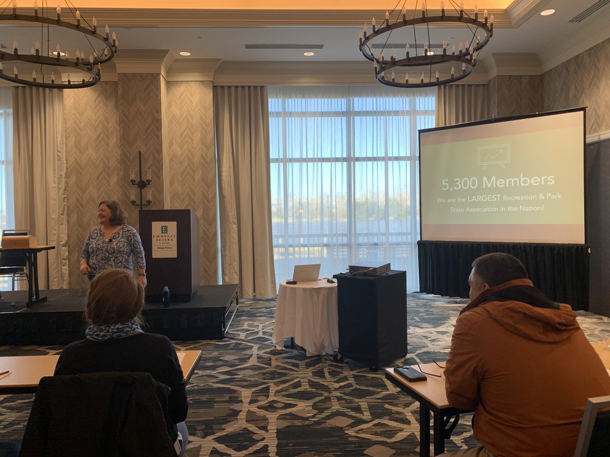RecResourceServ's tweet photo. Good Morning from #NCParksDirectors Conference! @RecResourceServ & @NCStateCNR recognize @MichelleWellsNC & @NCRPA for all you do for the profession. 5,300 members (largest in USA) strong! #NCPRDC https://t.co/8dOil1rK7h