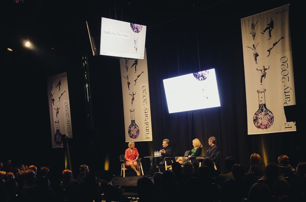 futurice's tweet photo. A panel on utopias/dystopias, optimism/pessimism and resilient futures at #futubff with @EevaRaita leading the discussion with @CarlosHaertel @sallakka @TuomasSyrjanen https://t.co/9kdZXqAv9e