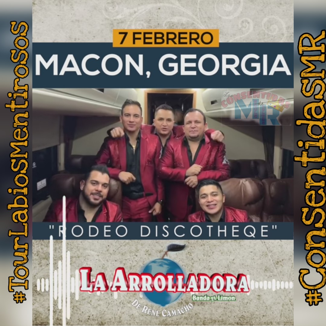 LasConsenMRTlax's tweet photo. Hoy la @Arrolladora Banda el Limón llegá al "Rodeo Discotheque“ en Mocon, Georgia.
¡Ven y Vive la Experiencia!
#TourLabi💋sMentirosos.
@LasConsenMR @marcos_abl ❣️🍋🎶
Ya pueden disfrutar del nuevo material "Labios mentirosos" 👇🏻👇🏻 https://t.co/3Ocf4F1XAv https://t.co/jYBWOchX6I