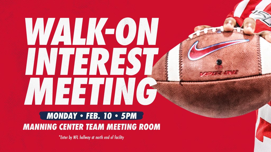OleMissFB's tweet photo. Interested in walking on to the team? Make plans to attend Monday's meeting. ⤵️ https://t.co/kuKmw19Kx3