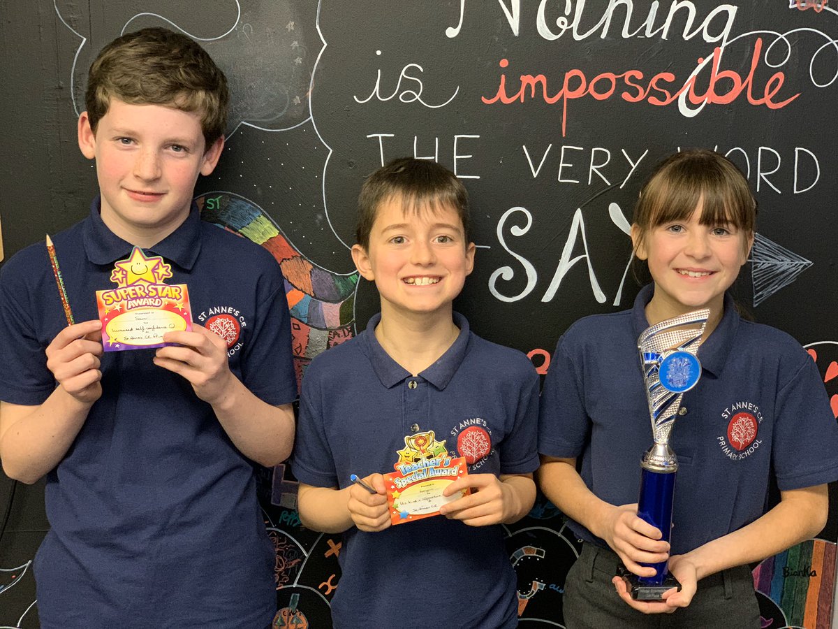 STAClassShaw's tweet photo. Well done to Sam and Logan for earning this week’s awards 🥇 and also to Layla whose team came 1st in their cheer competition at the weekend 📣 #TeamStAnnes https://t.co/nI8IDJjuhp