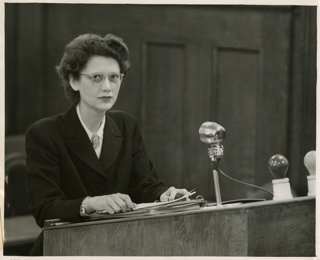 Found out it was #ArchivesHistoryCrush today - scoured the Nuremberg files. . .no evidence of romance🤔but found this photo: Sadie Arbuthnot, 1st woman attorney in the Trials, acc to our records. (She was one of several female attorneys on both sides.)#ArchivesHashtagParty