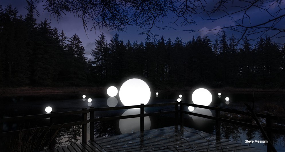 BBC_Cumbria's tweet photo. Artist Steve Messam has created this installation as part of a Darker Skies Festival later this month.  It's in Grizedale Forest from 21 February.  https://t.co/FTlYAjZNC3 https://t.co/e41SHXpkWL