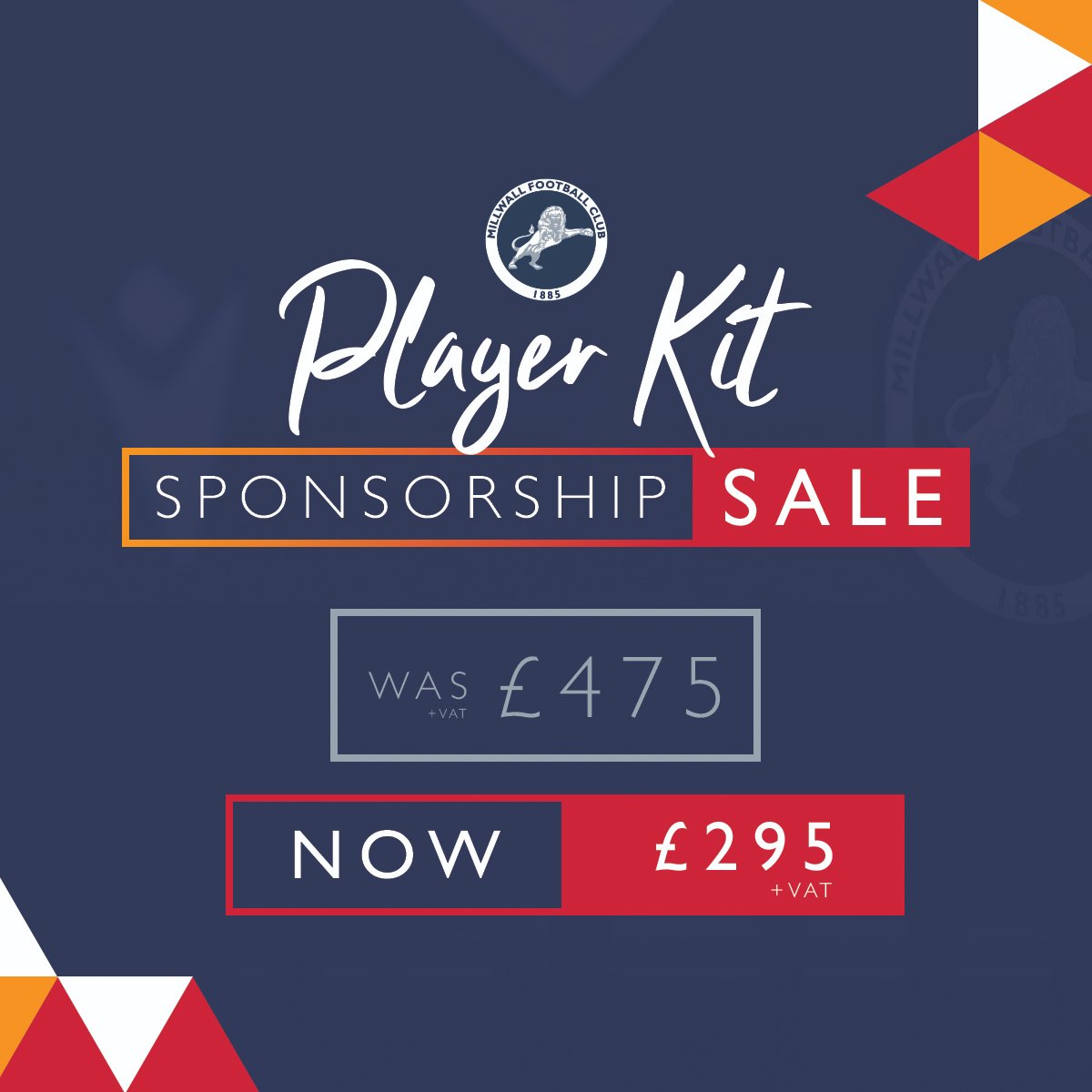 MillwallEvents's tweet photo. Player Kit Sponsorship... Now £295 + VAT

Inclusive of 2 x VIP Places
Signed Shirt Presentation from Sponsored Player
Message in Every Match Day Programme

Book Online Today!

https://t.co/tKKilG6HvX https://t.co/ebpBZda0t0