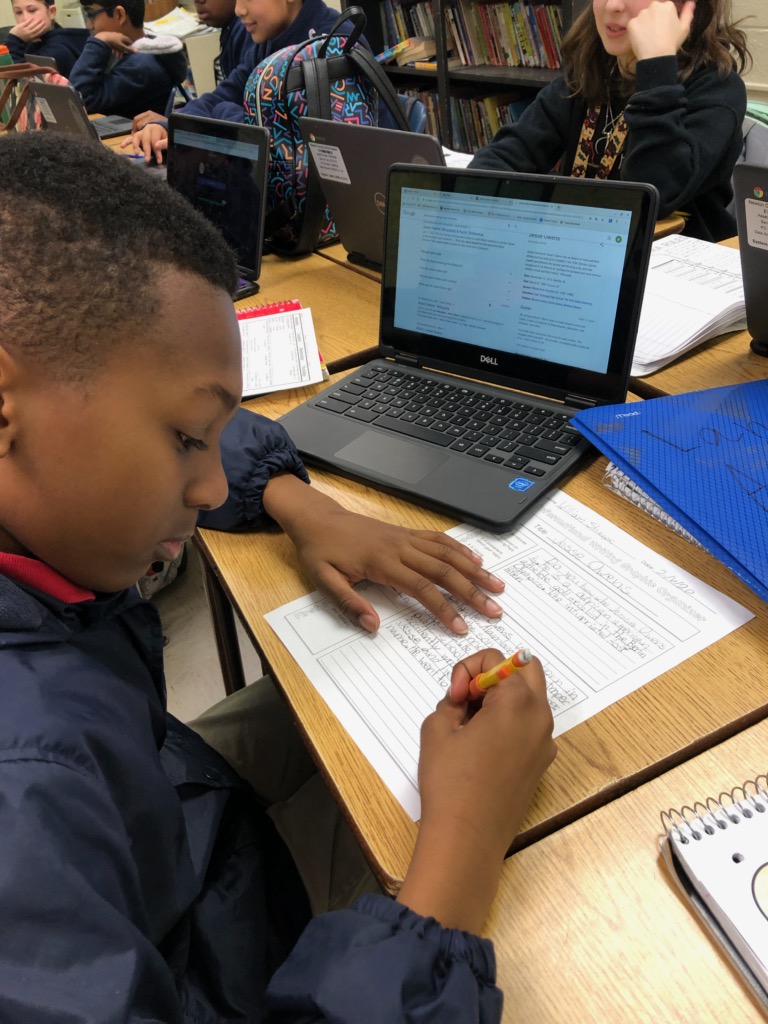 IC_Kirkpatrick's tweet photo. @Everett_A_ @DrFish_ncts @NCTS09 Fourth graders in Ms. Jordan's room are doing research for their upcoming WWII Wax Museum for #forgetivefriday! #ncsdbethebest https://t.co/R9liNBV441
