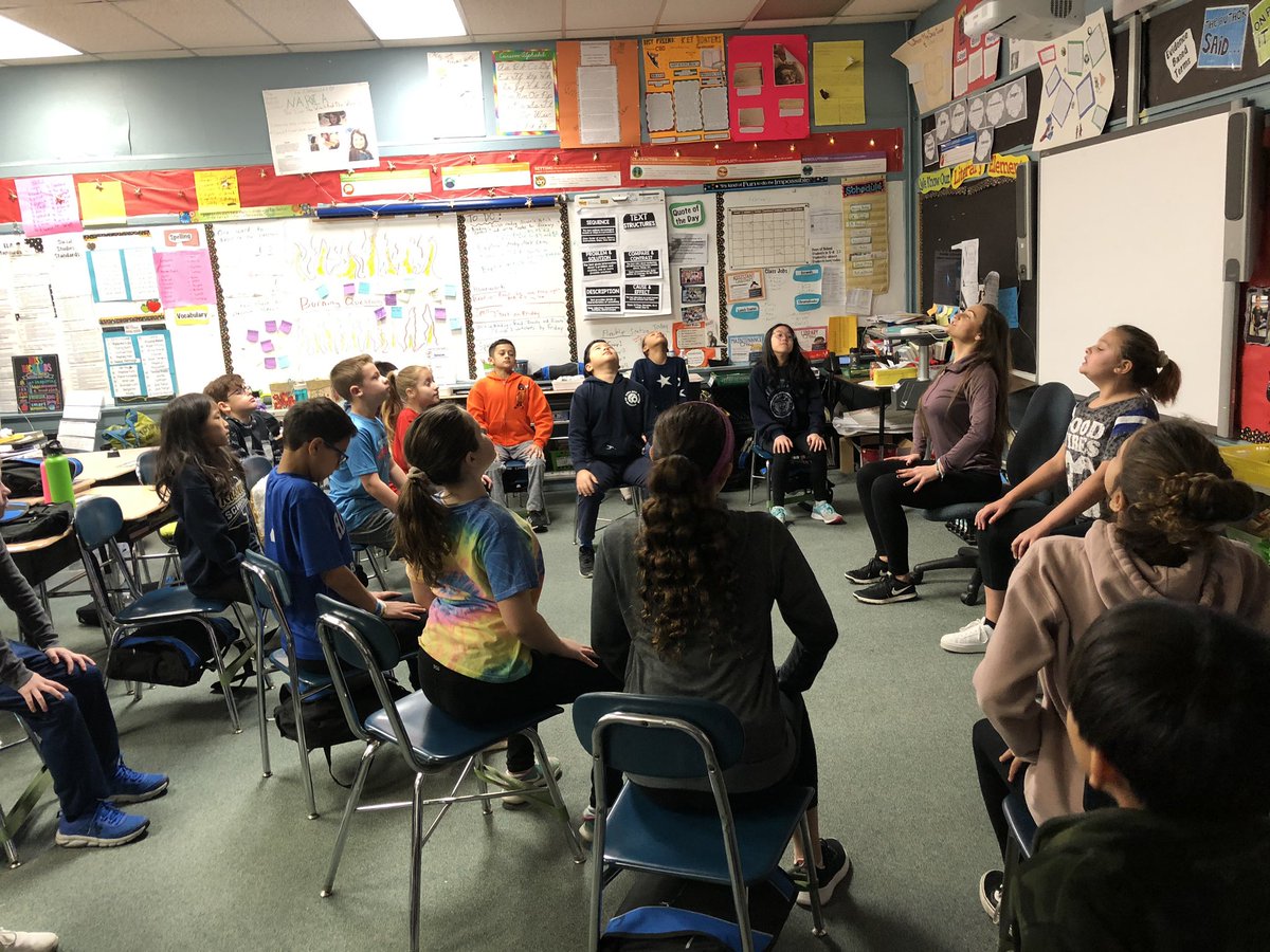 5Rlivelovelearn's tweet photo. 5R learned some Mindful Movements with our visitor, Ms. Sam, today! They really enjoyed practicing a special breathing technique while thinking, “I am calm now.” This will be so helpful working through any stress at school or home. Thank you Sam! #rooseveltpride https://t.co/RT8l06MMvR
