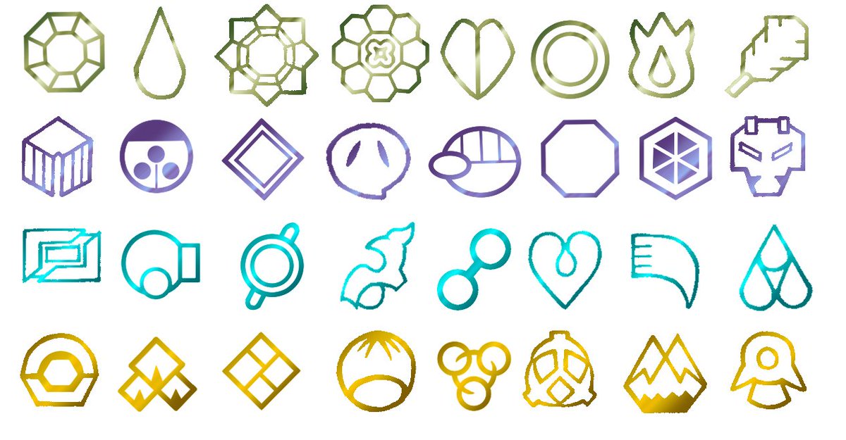 雨後 とてもねむい 5 パーツ紹介 概要編で 総パーツ100超 って言ったんですが そのうち32がジムバッジです 本メドレーで2足歩行のドラゴンポケモンを沢山描いたのですが ポーズが似たり寄ったりにならないようかなり苦戦しましたね 難しい