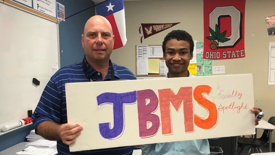 aggiemath97's tweet photo. JBMS NJHS Faculty Spotlight- Mr. Kocher
Connects math to real life experiences.  Motivated to show students they are good at math.  He loves seeing the students change throughout the school year. 
FBISD Profile of a Graduate - Compassionate Citizen @JBMS_Bears  @PrincipalShill https://t.co/h7i21H1GHu