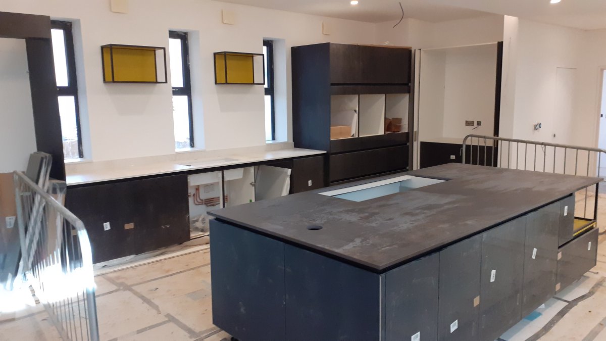 Cosentino #Dekton Trilium and Nilium worktops in this new installation of a #Pronorm X Line kitchen currently being installed by Stortford Kitchens