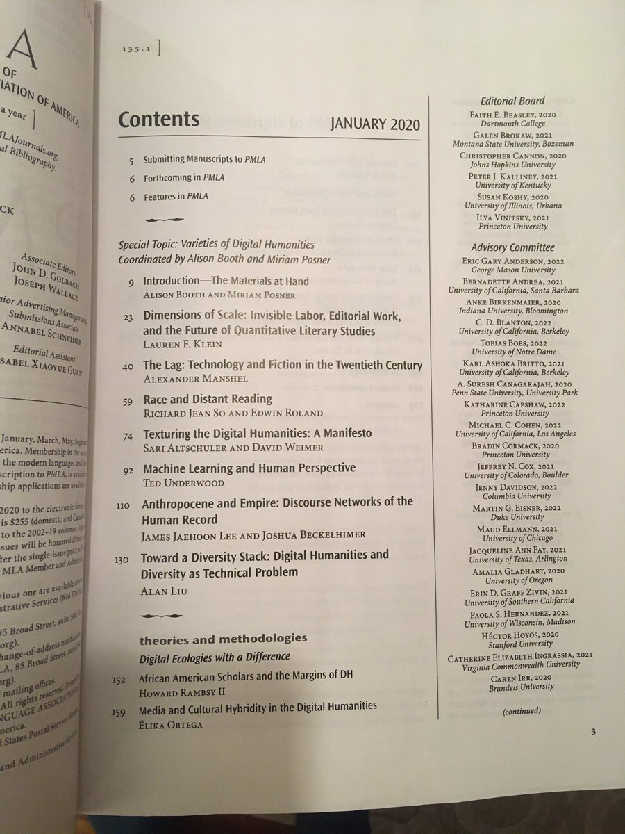 Table of contents for the January 2020 issue of PMLA