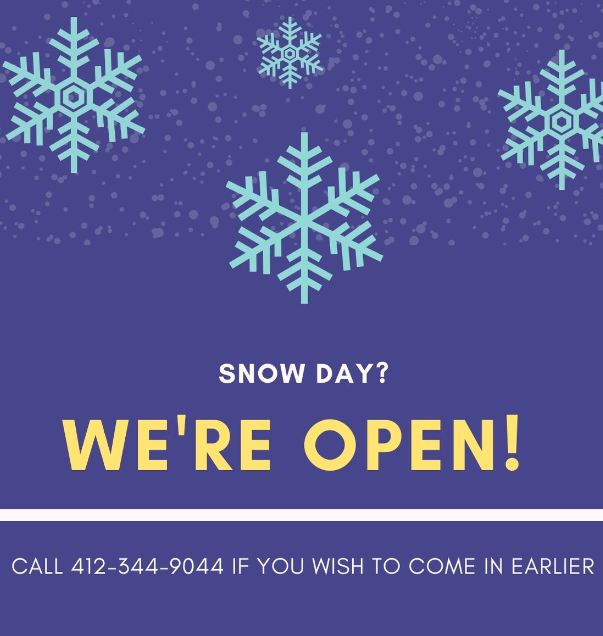 No school? No work? Come on in! If you're scheduled for later in the day and would like to come in earlier, give us a call. #Pittsburgh