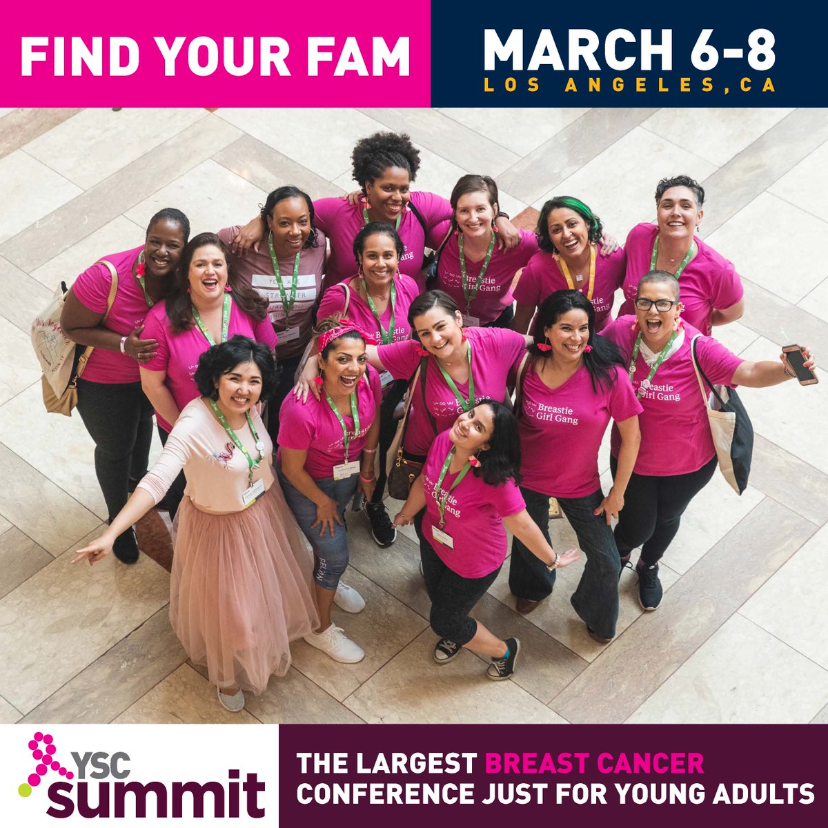 CancerAndCareer's tweet photo. Registration for @YSCBuzz #YSCSummit20 is open! Join hundreds of young adult breast #cancer survivors, co-survivors &amp; healthcare professionals at this amazing event in L.A. this March. For more info:  https://t.co/JDeXyLhL06 #ayacsm https://t.co/CR1McnQJ6z