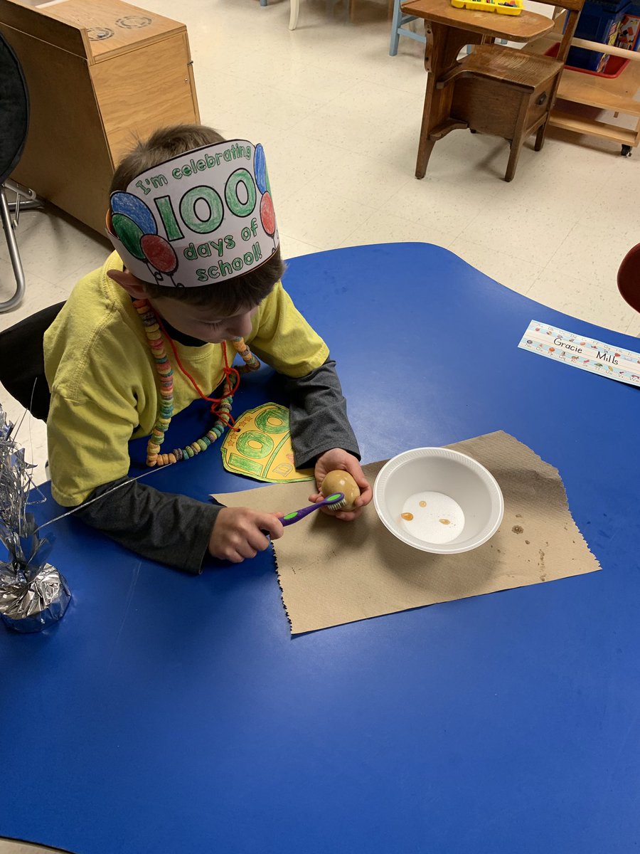 renee_yamnitz's tweet photo. It's Friday, Dental Health Week, Day after a snow day AND THE 100th Day of School!!!  #crazyinkindergarten #BeADragonSGEL https://t.co/B1iGbT4ZoD