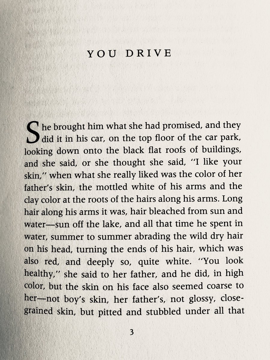 2/7/2020: "You Drive" by Christine Schutt, from her 1996 collection NIGHTWORK, published by  @AAKnopf and reprinted by  @Dalkey_Archive in 2000.