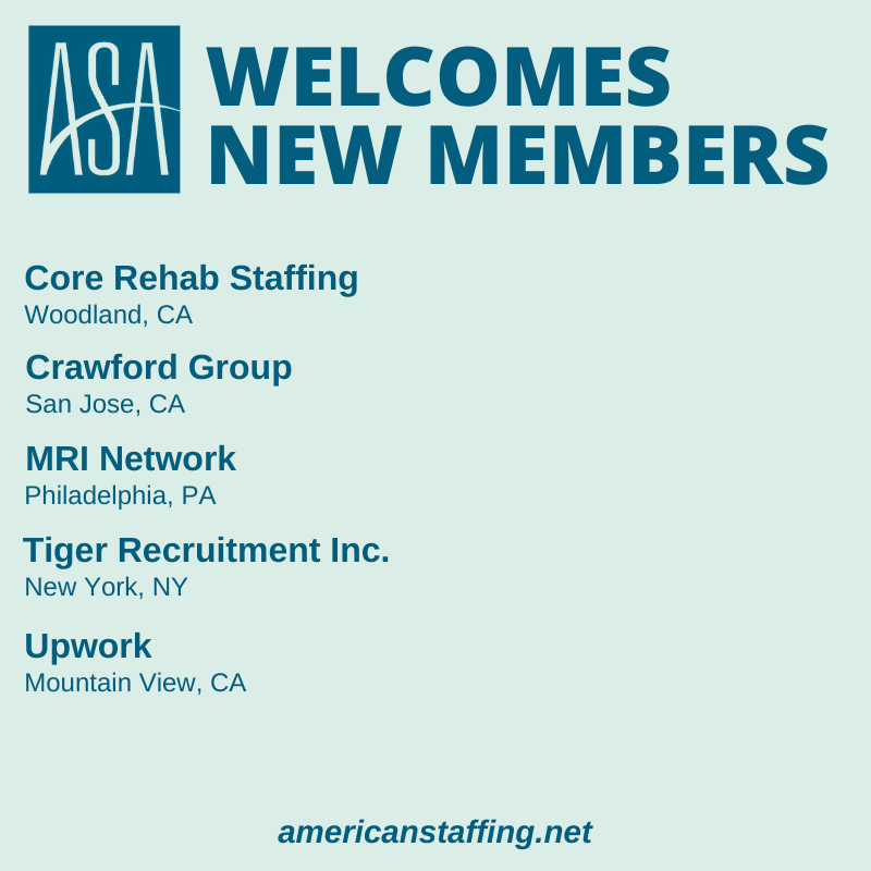 StaffingTweets's tweet photo. Welcome! Please let us know if you have questions about how to best take advantage of your new ASA membership
@CoreRehabStaff @_CrawfordGroup @MRINetwork @tigerrecruit @Upwork https://t.co/idLH97hpVh #MyASA #Staffing https://t.co/KF5NLXmgji