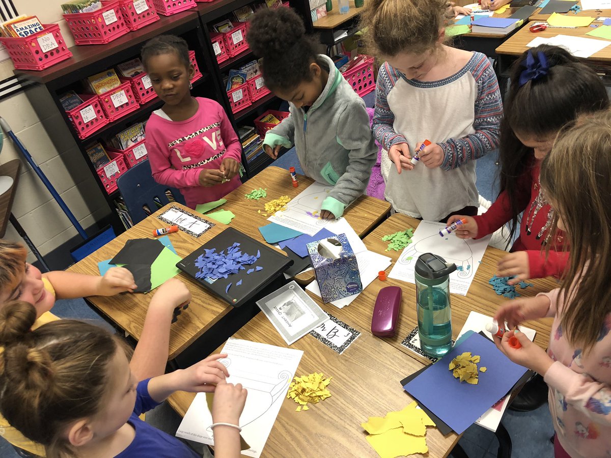 Made lemonade out of lemons today with our first grade buddies from Crestwood! They helped us make our Ancient Greek mosaic pottery works of art! #oneCCPS #ourvillage #lifeofateacher #stormyweather @BAES_Eagles <a href="/1stgrademssmith/">Ms. Smith's Class</a>