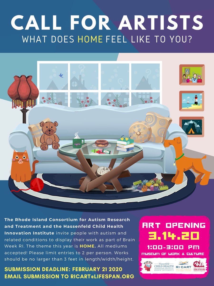 HassenfeldChild's tweet image. What does home feel like to you? 🏡 Individuals with autism are invited to submit art related to the theme of home as part of @BrainWeekRI. Click on the image for more info ⬇️ @autism_RI @CarneyInstitute #BrainWeekRI