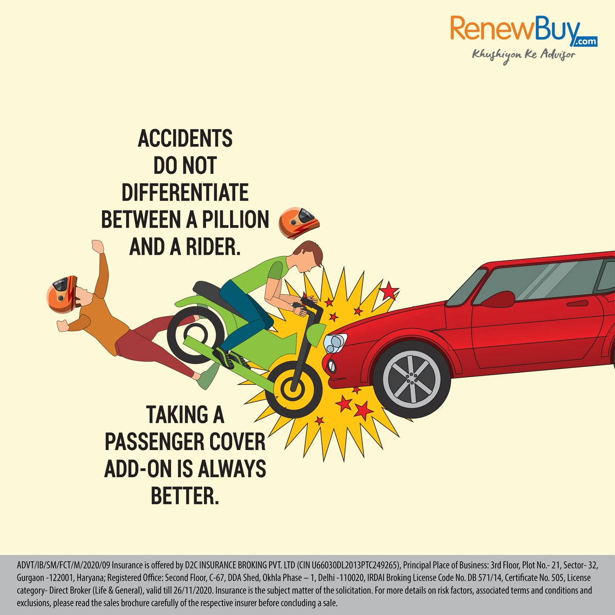 RenewBuy's tweet photo. Here's a #Fact
Passenger Cover Add-on, covers the disability and death of the passengers.
#Insurance #InsuranceCover #InsuranceFact #MotorInsuranceFact #DidYouKnowFact #Accident #AccidentalClaim #Insurtech #RenewBuy #KhushiyonKeAdvisor https://t.co/osDx11fYc4