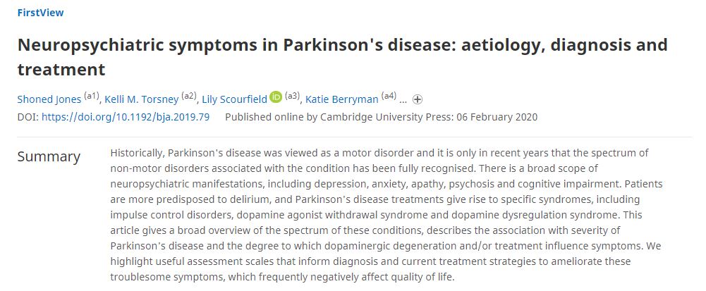 TheBJPsych's tweet photo. "#Parkinsons disease was viewed as a #motordisorder and it is only in recent years that the spectrum of non-motor disorders associated with the condition has been fully recognised."
Read the #BJPAdvances article looking at the spectrum of these conditions: https://t.co/pgG5Nxdr0B https://t.co/s9RtzGksk0