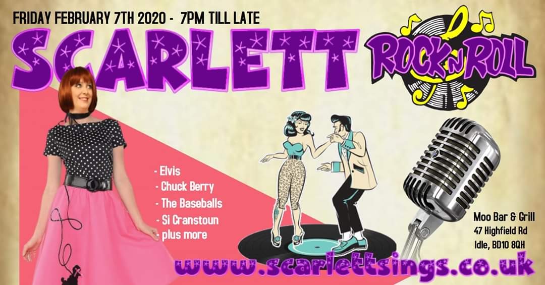 💗 SPECIAL VALENTINES EVENT 💗

Join us in Moo Bar &amp; Grill for our monthly Rock &amp; Roll Night hosted by DJ Brian! With the mesmerising Scarlett singing all your favour Rock N Roll and Jive music from the 1950s plus! 🎶🎸

£5 Entry. 💷 

facebook.com/events/s/scarl…